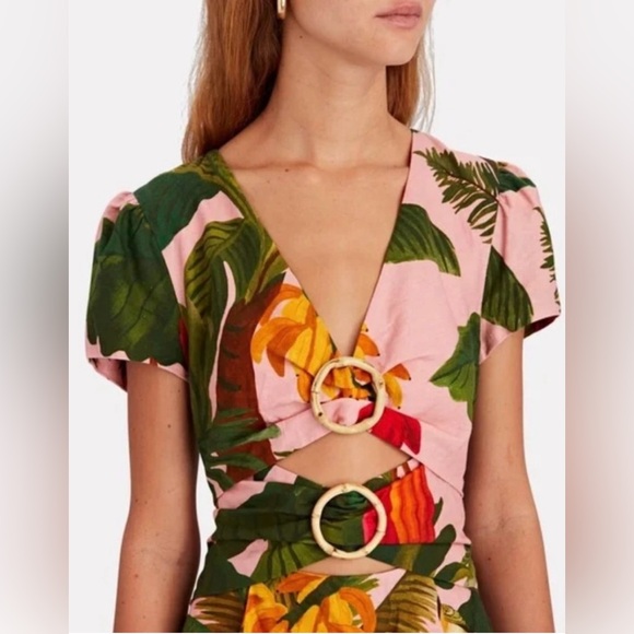 Gorgeous FARM Rio Mini Dress- Pink Cocoa Forest-        Sz. S- NWT - Picture 14 of 16